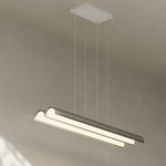 Pola 02 Linear Pendant - Matte White / Brushed Aluminum
