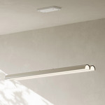 Pola 02 Linear Pendant - Matte White / Brushed Aluminum
