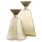 Mariah Decanters Set of 2 - Smoke Luster / Antique Brass