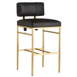 Laney Counter / Bar Stool - Antique Brass / Black Leather