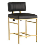 Laney Counter / Bar Stool - Antique Brass / Black Leather