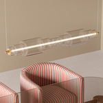 Emozione Horizontal Long Pendant - Matte Gold / Transparent
