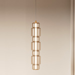 Emozione Vertical Pendant - Matte Gold / Smoky