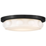 Zoey Semi Flush Ceiling Light - Black / Etched Opal
