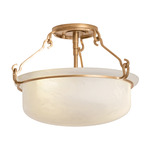 Lowerre Semi Flush Ceiling Light - Patina Gold Leaf / Cloud