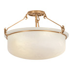Lowerre Semi Flush Ceiling Light - Patina Gold Leaf / Cloud