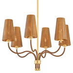 Atwood Chandelier - Aged Brass / Rattan
