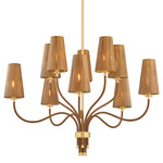 Atwood Chandelier - Aged Brass / Rattan