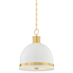 Briscoe Pendant - Aged Brass / White