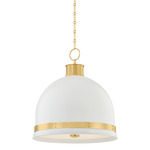Briscoe Pendant - Aged Brass / White