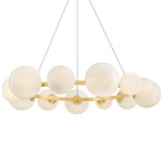 Pacama Chandelier - Aged Brass / Seeded Cloud