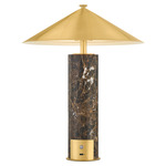 Permont Rechargeable Table Lamp - Brown Emperador Marble / Aged Brass