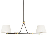 Crown Heights Linear Pendant - Dark Bronze / Aged Brass / Natural Linen