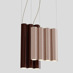 Silo 11 Multi Light Pendant - Dusty Pink / Glossy Oxblood
