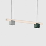 Isle 01A Linear Pendant - Polished Aluminum / Green Guatemala