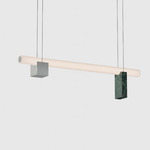 Isle 01B Linear Pendant - Polished Aluminum / Green Guatemala