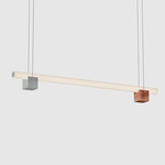 Isle 02A Linear Pendant - Polished Aluminum / Red Negrais