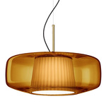 Plisse Pendant - Matte Steel / Dark Amber / Light Grey Plisse