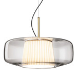 Plisse Pendant - Matte Steel / Crystal / Light Grey Plisse