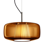 Plisse Pendant - Matte Steel / Dark Amber / Ivory Plisse