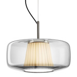 Plisse Pendant - Matte Steel / Crystal / Ivory Plisse