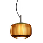Plisse Pendant - Matte Steel / Dark Amber / Ivory Plisse