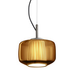 Plisse Pendant - Matte Steel / Dark Amber / Ivory Plisse