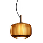 Plisse Pendant - Matte Bronze / Dark Amber / Ivory Plisse