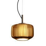 Plisse Pendant - Matte Bronze / Dark Amber / Ivory Plisse