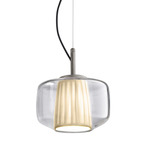 Plisse Pendant - Matte Steel / Crystal / Light Grey Plisse