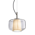 Plisse Pendant - Matte Steel / Crystal / Ivory Plisse