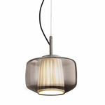 Plisse Pendant - Matte Steel / Smoky / Ivory Plisse