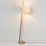 Linood Adjustable Floor Lamp - Oak Wood / Linen