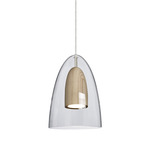 Dano Mini Pendant - Overstock - Satin Nickel / Clear / Natural Wood