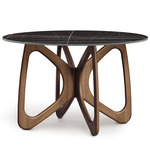 Butterfly Round Stone Top Dining Table - Natural Walnut / Sahara Noir