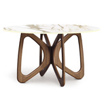 Butterfly Round Stone Top Dining Table - Natural Walnut / Macchia Vecchia
