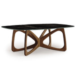 Butterfly Boat Shaped Stone Top Dining Table - Natural Walnut / Sahara Noir