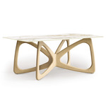 Butterfly Rectangular Stone Top Dining Table - Natural Oak / Macchia Vecchia