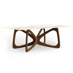 Butterfly Rectangular Stone Top Dining Table - Natural Walnut / Macchia Vecchia