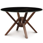 Exeter Round Stone Top Dining Table - Natural Walnut / Sahara Noir