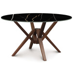 Exeter Round Stone Top Dining Table - Natural Walnut / Sahara Noir