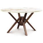Exeter Round Stone Top Dining Table - Natural Walnut / Macchia Vecchia