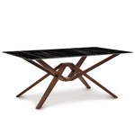 Exeter Rectangular Stone Top Dining Table - Natural Walnut / Sahara Noir