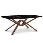 Exeter Boat Shaped Stone Top Dining Table - Natural Walnut / Sahara Noir