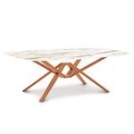 Exeter Boat Shaped Stone Top Dining Table - Natural Cherry / Macchia Vecchia