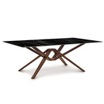 Exeter Rectangular Stone Top Dining Table - Natural Walnut / Sahara Noir