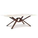 Exeter Rectangular Stone Top Dining Table - Natural Walnut / Macchia Vecchia