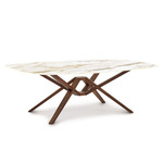 Exeter Boat Shaped Stone Top Dining Table - Natural Walnut / Macchia Vecchia
