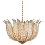 Lamina Bowl Chandelier - Antique Brass / Off White
