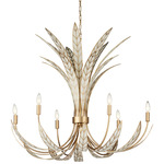 Foliatura Chandelier - Antique Brass / Off White